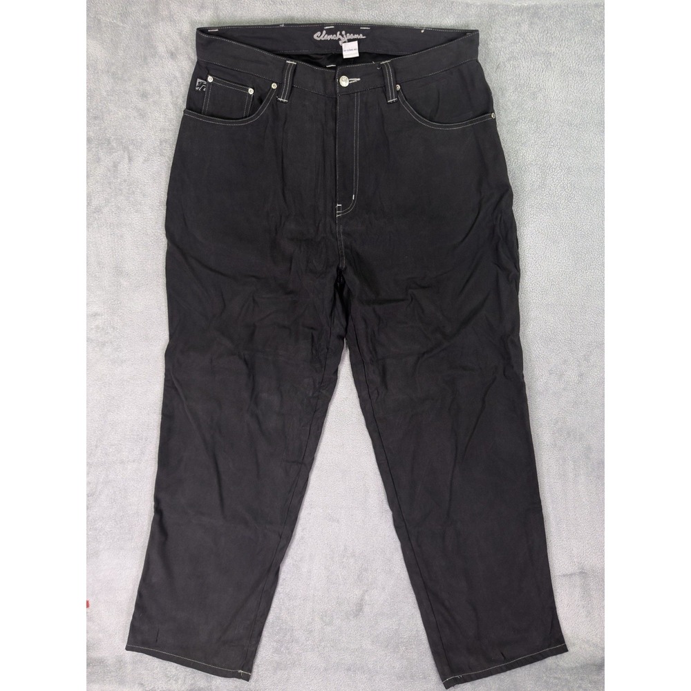 Vintage Clench Jeans Mens 36x32 Black Straight Relaxed Baggy Grunge Y2K Band